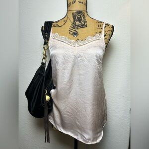 vintage 90s y2k Sundance pink lace 100% silk camisole top